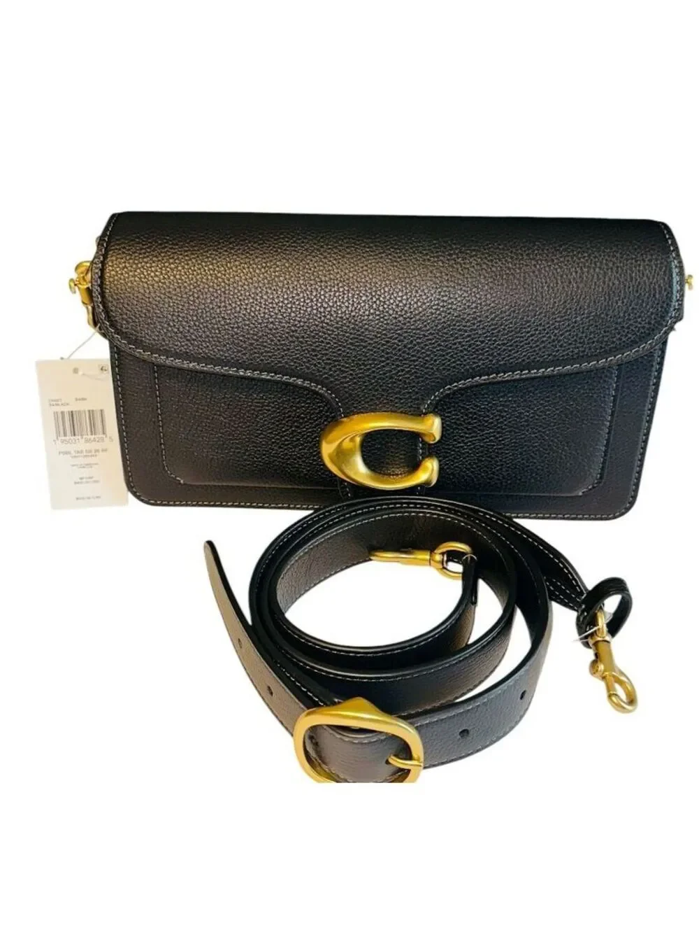 Coach Black Pebbled Leather Tabby 26